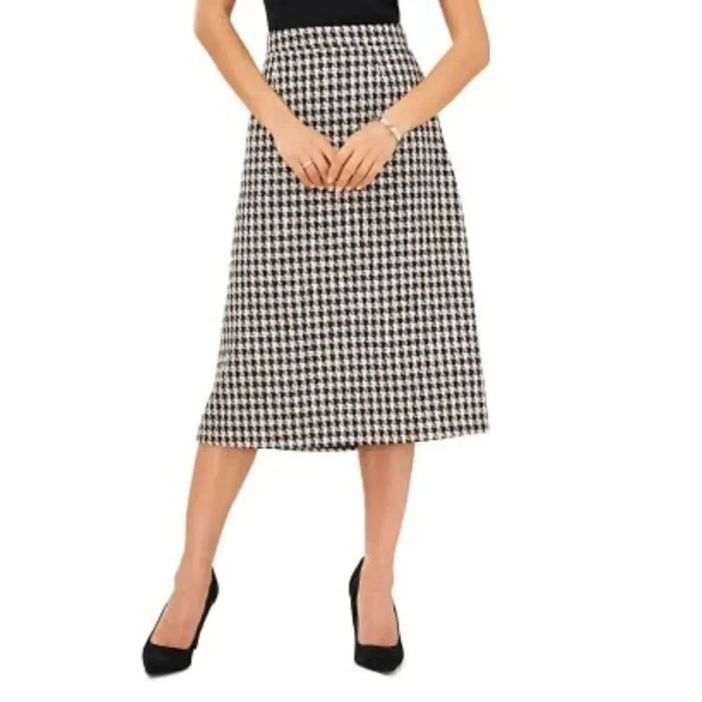 Halogen Black White Houndstooth A Line Skirt Size XL